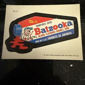 Topps Batzooka Trading Card - Red and Blue